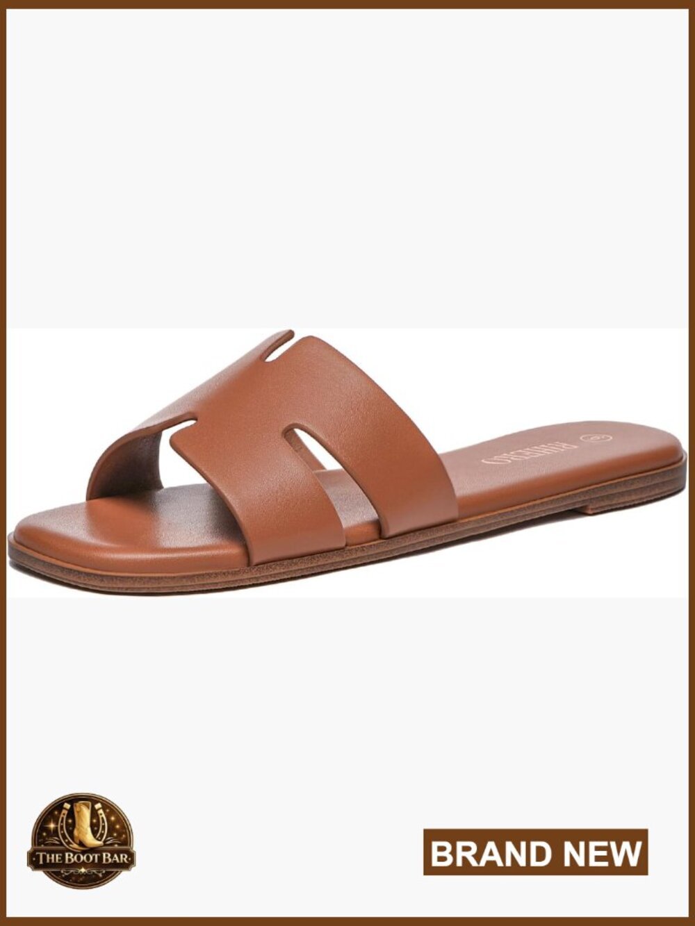 Leather Slide Sandals, Comfortable Slip On Dressy Flat Sandals for Women